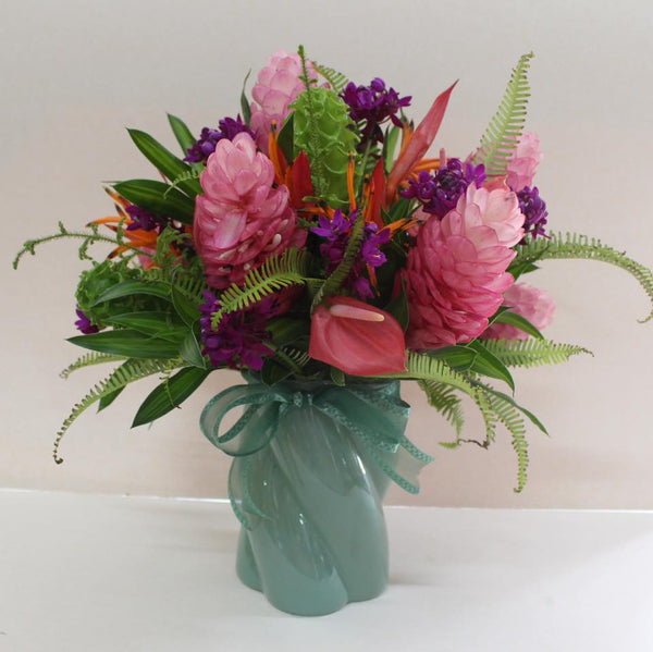 Vase of Tropical Blooms
